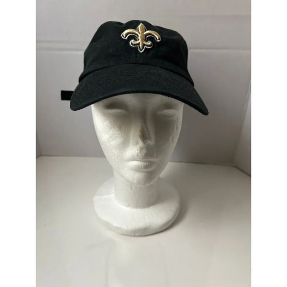 New Orleans Saints Black with embroidered gold logo hat cap - Picture 1 of 6